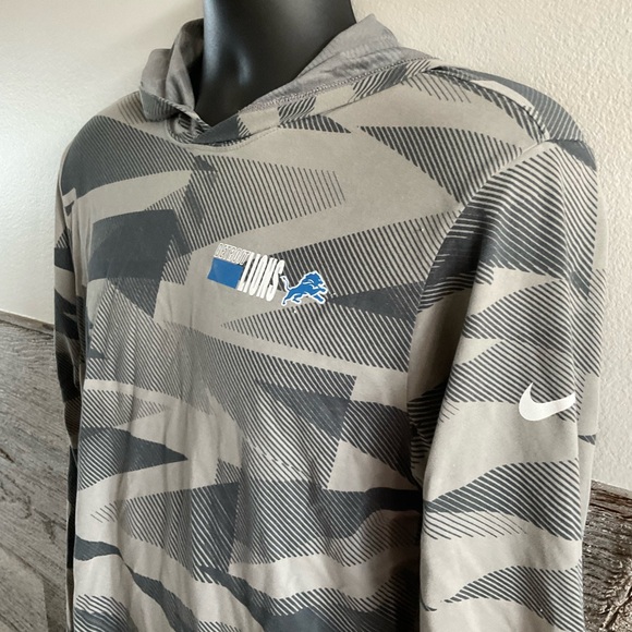 Nike Gray Detroit Lions Sideline Impact Hoodie Shirt Size Medium (M1) - Picture 5 of 9